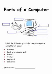 Parts Of A Computer Worksheet Unique English Worksheet Parts Of A Puter Labelling Exercise