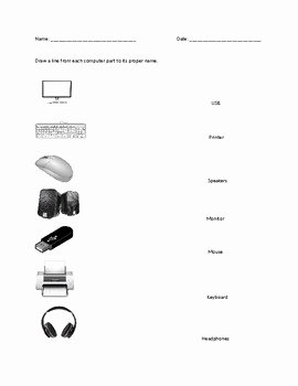 Parts Of A Computer Worksheet Unique Puter Parts Matching Worksheet by Sean Honadel