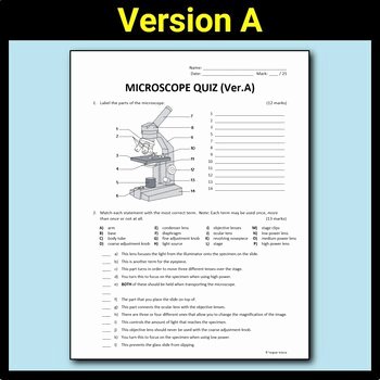 Parts Of A Microscope Worksheet Elegant Microscope Parts Quiz Editable by Tangstar Science