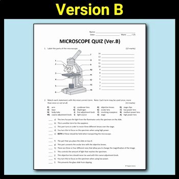 Parts Of A Microscope Worksheet Fresh Microscope Parts Quiz Editable by Tangstar Science