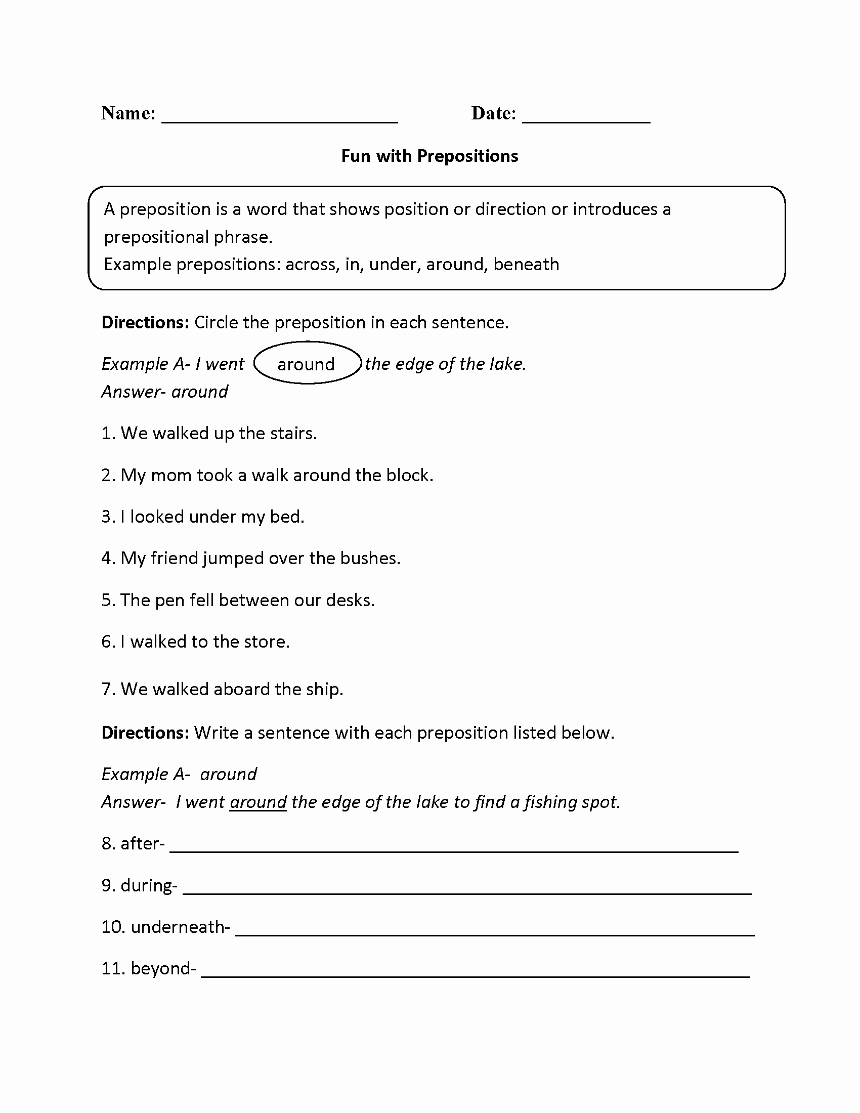 Parts Of A Sentence Worksheet Awesome Prepositional Phrases Worksheets