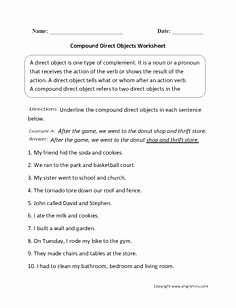 Parts Of A Sentence Worksheet Elegant Direct and Indirect Object Worksheets