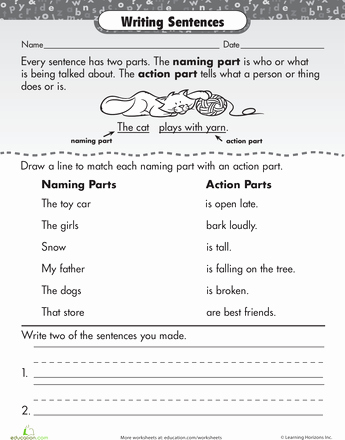 Parts Of A Sentence Worksheet Fresh Beginning Grammar Parts Of A Sentence