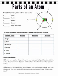Parts Of An atom Worksheet Best Of Parts Of An atom Education Science Pinterest