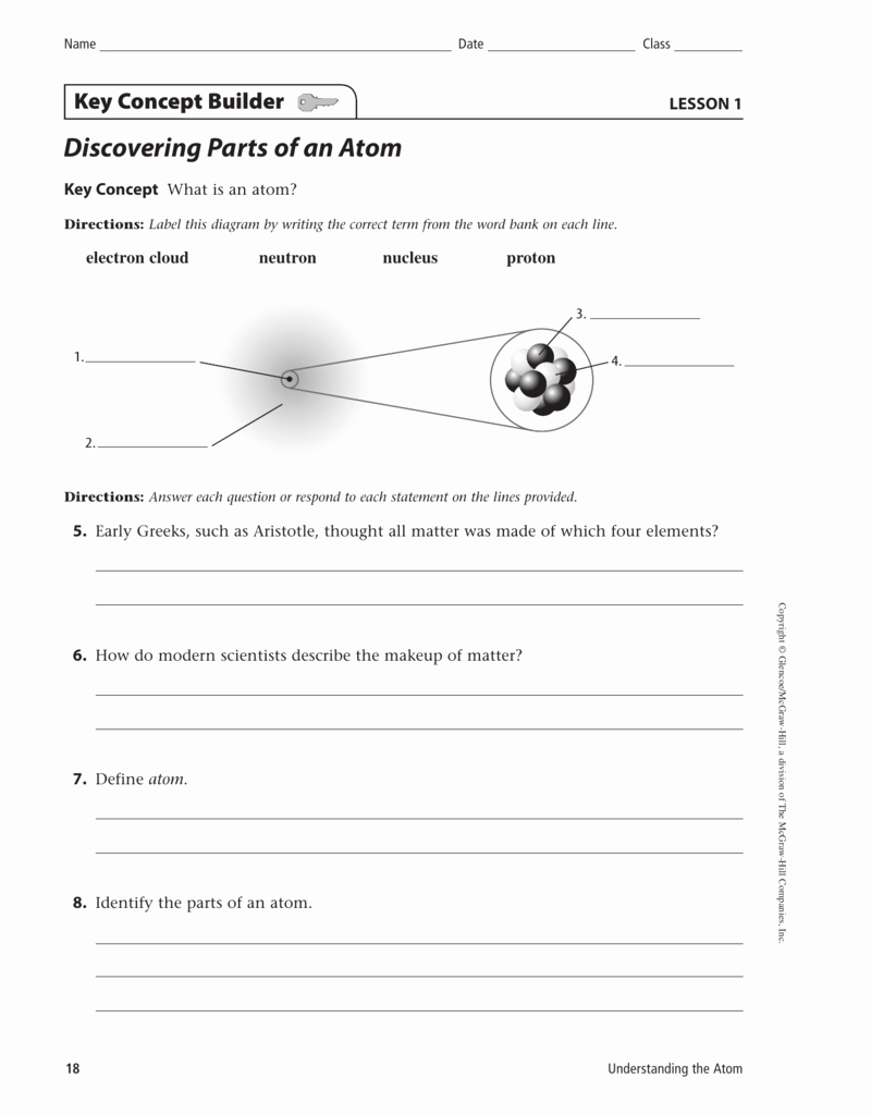 Parts Of An atom Worksheet New Parts the atom Worksheet Answers