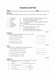 Parts Of Speech Review Worksheet Inspirational Parts Of Speech Grammar Unit Test Esl Worksheet by Pugy