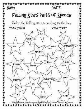 Parts Of Speech Review Worksheet Luxury Parts Of Speech Coloring N by Vanessa Crown