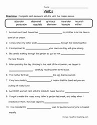 Parts Of Speech Worksheet Pdf Elegant 14 Best Of Verb Worksheets Middle School Subject