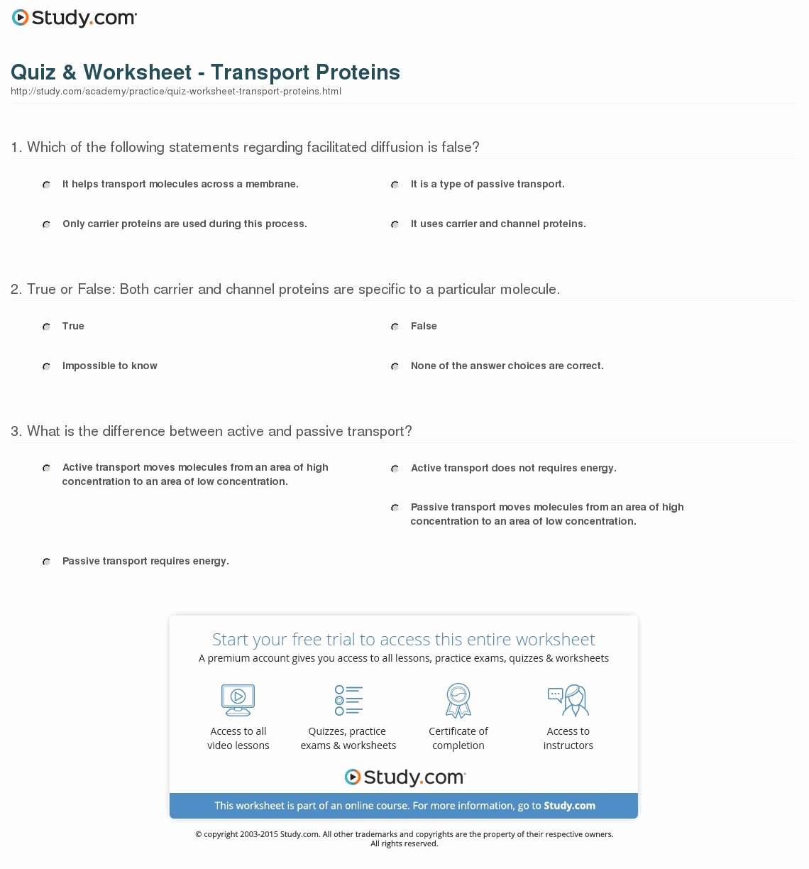 50 Passive Transport Worksheet Answers