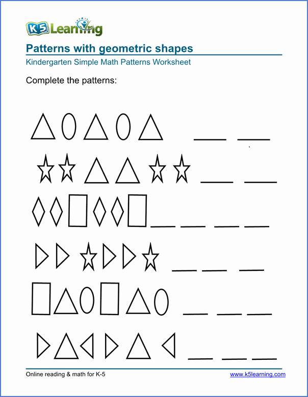 Patterns Worksheet for Kindergarten Awesome Kindergarten Pattern Worksheets Math K