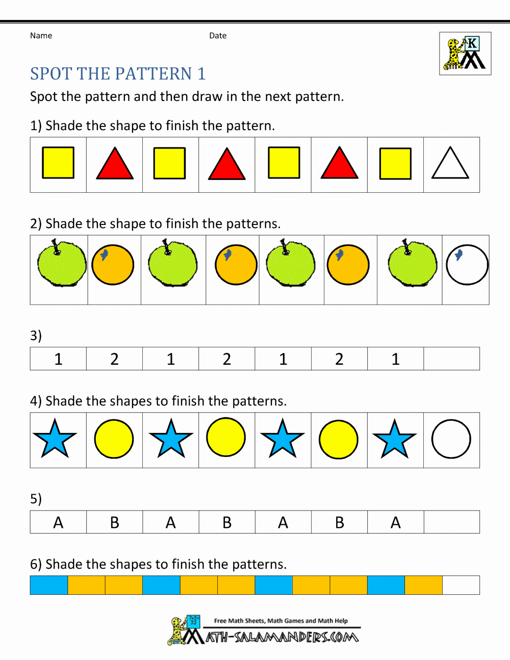 Patterns Worksheet for Kindergarten Elegant Free Kindergarten Worksheets Spot the Patterns