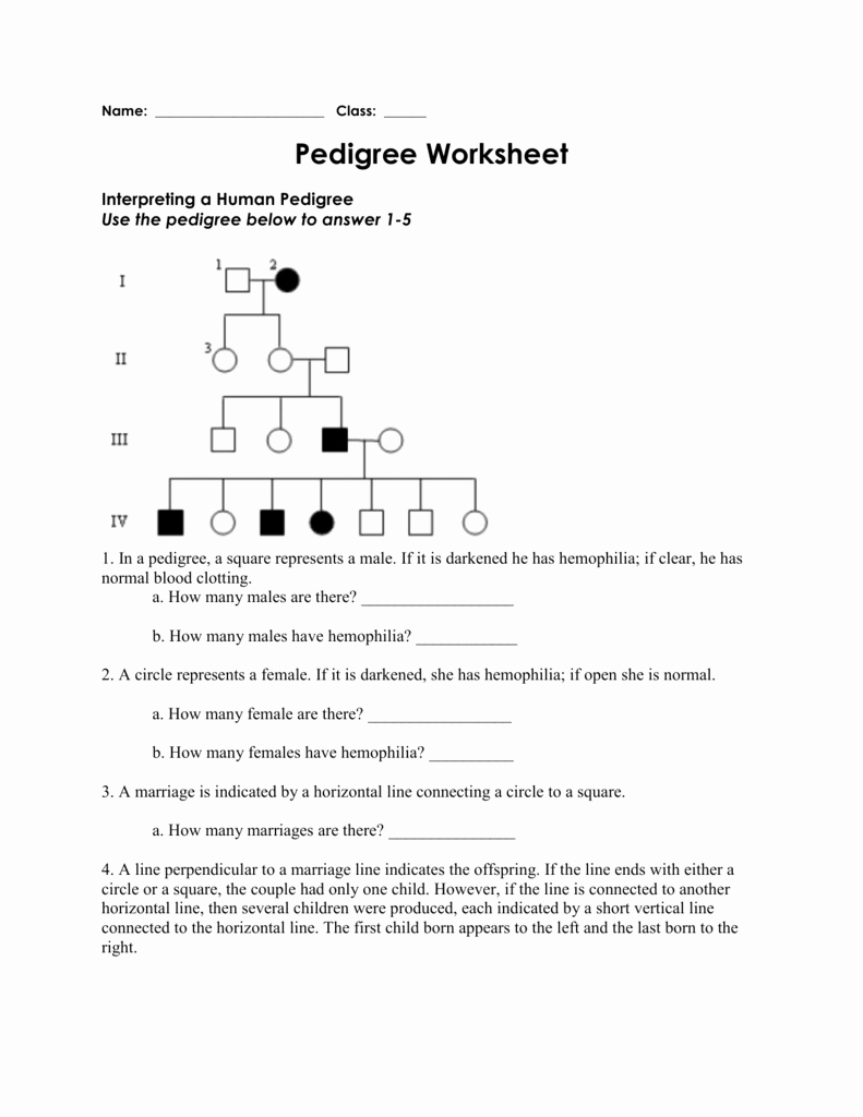 Pedigree Worksheet Answer Key Awesome Pedigree Worksheet