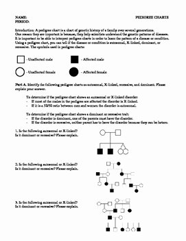 Pedigree Worksheet Answer Key Lovely Pedigree Chart Worksheet by Code Biology