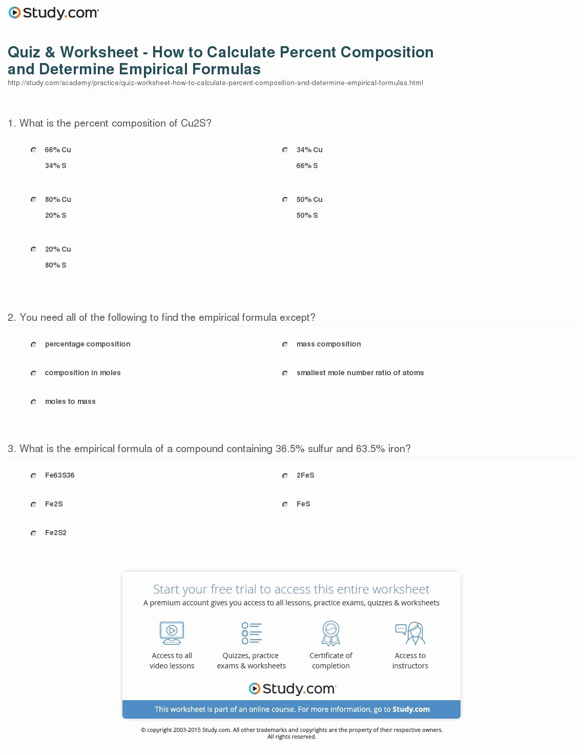 Percent Composition Worksheet Answers Awesome Quiz &amp; Worksheet How to Calculate Percent Position