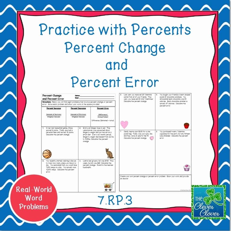 Percent Error Worksheet Answers Inspirational Percent Change Worksheet Ratio and Proportions