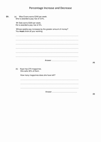 Percentage Increase and Decrease Worksheet Lovely Percentage Change with Real Life Examples by Lindastuart1