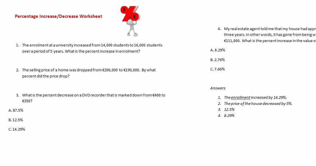 Percentage Increase and Decrease Worksheet Unique Ms Zammit Blog Worksheets On Percentages
