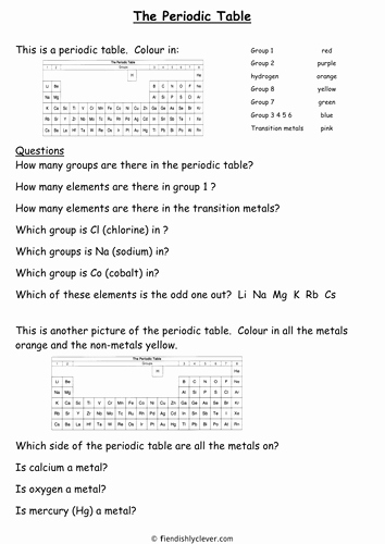 Periodic Table Activity Worksheet Awesome the Periodic Table Worksheet Simplified by