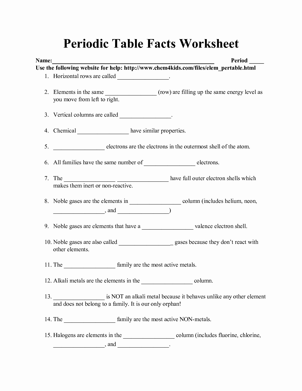 Periodic Table Activity Worksheet New Chemistry Periodic Table Worksheet Answers