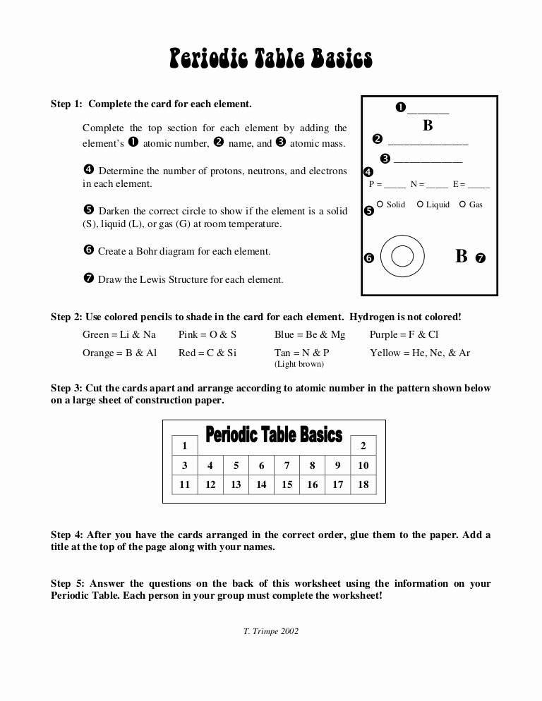 Periodic Table Of Elements Worksheet Beautiful Periodic Table Activity