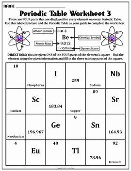 Periodic Table Of Elements Worksheet New Worksheet Periodic Table Worksheet 3 by Travis Terry