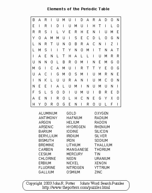Periodic Table Puzzle Worksheet Answers Beautiful 5 Fun Periodic Table Crossword Puzzles