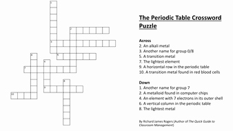 Periodic Table Puzzle Worksheet Answers Best Of the Periodic Table Crossword Puzzle Plete with Answers
