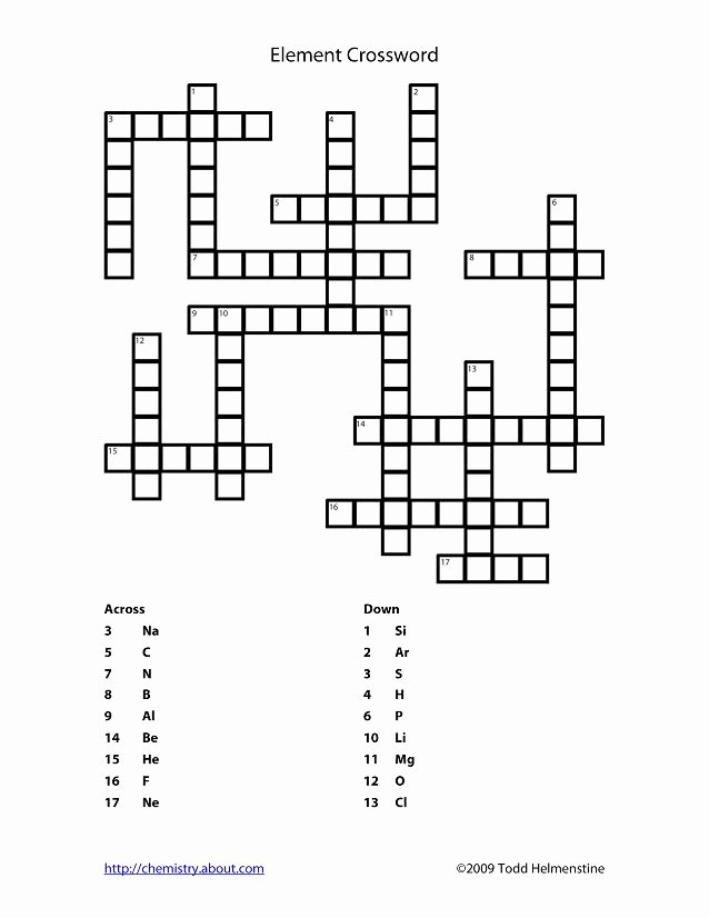 Periodic Table Puzzle Worksheet Answers Fresh Printable Element Crossword Puzzle and Answers