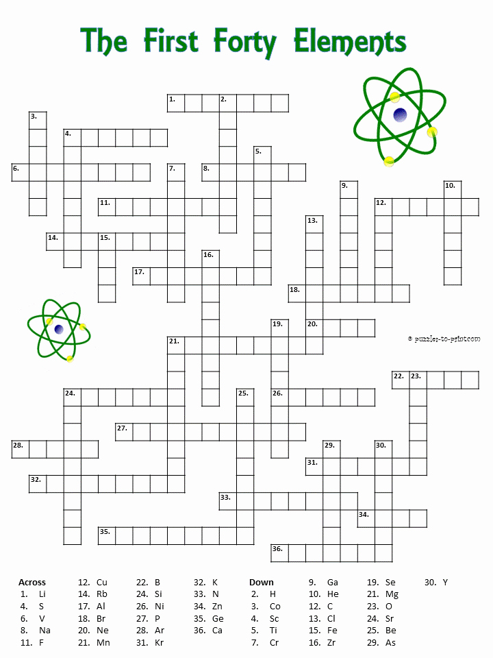 Periodic Table Puzzle Worksheet Answers New 5 Fun Periodic Table Crossword Puzzles