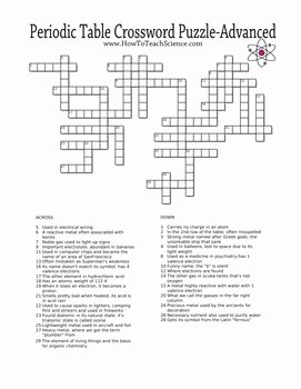 Periodic Table Puzzle Worksheet Best Of Crossword Puzzles Elements Of the Periodic Table