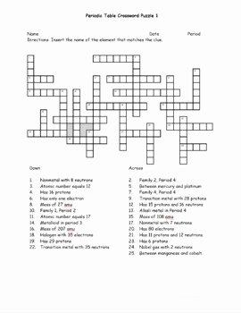 Periodic Table Puzzle Worksheet Lovely atomic Symbols &amp; Periodic Table Crossword Puzzles 4