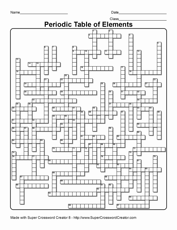 Periodic Table Puzzle Worksheet New Make Crossword Puzzles with Super Crossword Creator