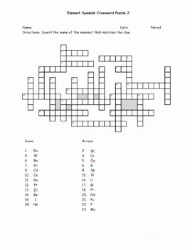 Periodic Table Puzzle Worksheet Unique Periodic Table Crossword Puzzle Answer Key Physical