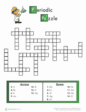 Periodic Table Puzzle Worksheet Unique Periodic Table Crossword Puzzle Worksheet