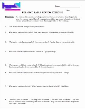 Periodic Table Review Worksheet Beautiful Periodic Table Review by Amy Brown Science
