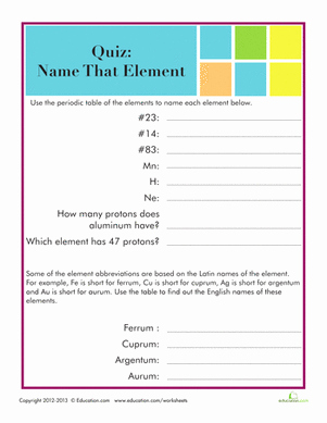 Periodic Table Review Worksheet Unique Periodic Table Quiz Worksheet