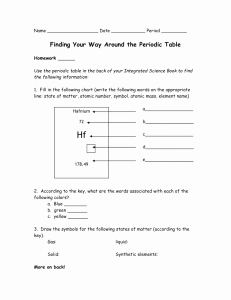 Periodic Table Scavenger Hunt Worksheet Beautiful Periodic Table Scavenger Hunt – Answer Key Directions