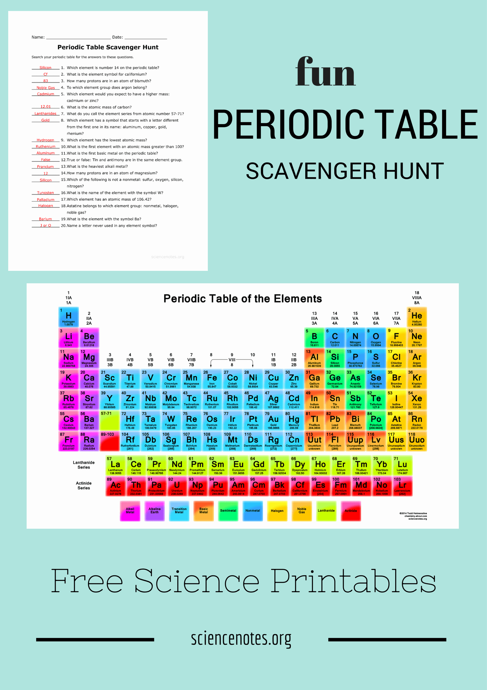 Periodic Table Scavenger Hunt Worksheet Lovely Periodic Table Scavenger Hunt Worksheet Answers