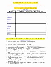 Periodic Table Webquest Worksheet Answers Awesome Families Of the Periodic Table Webquest Answers Families