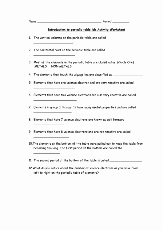 Periodic Table Webquest Worksheet Answers Awesome Introduction to Periodic Table Worksheet Answer Key
