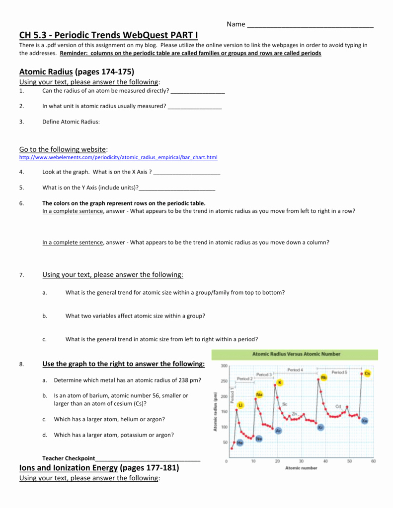 Periodic Table Webquest Worksheet Answers New Periodic Table Webquest