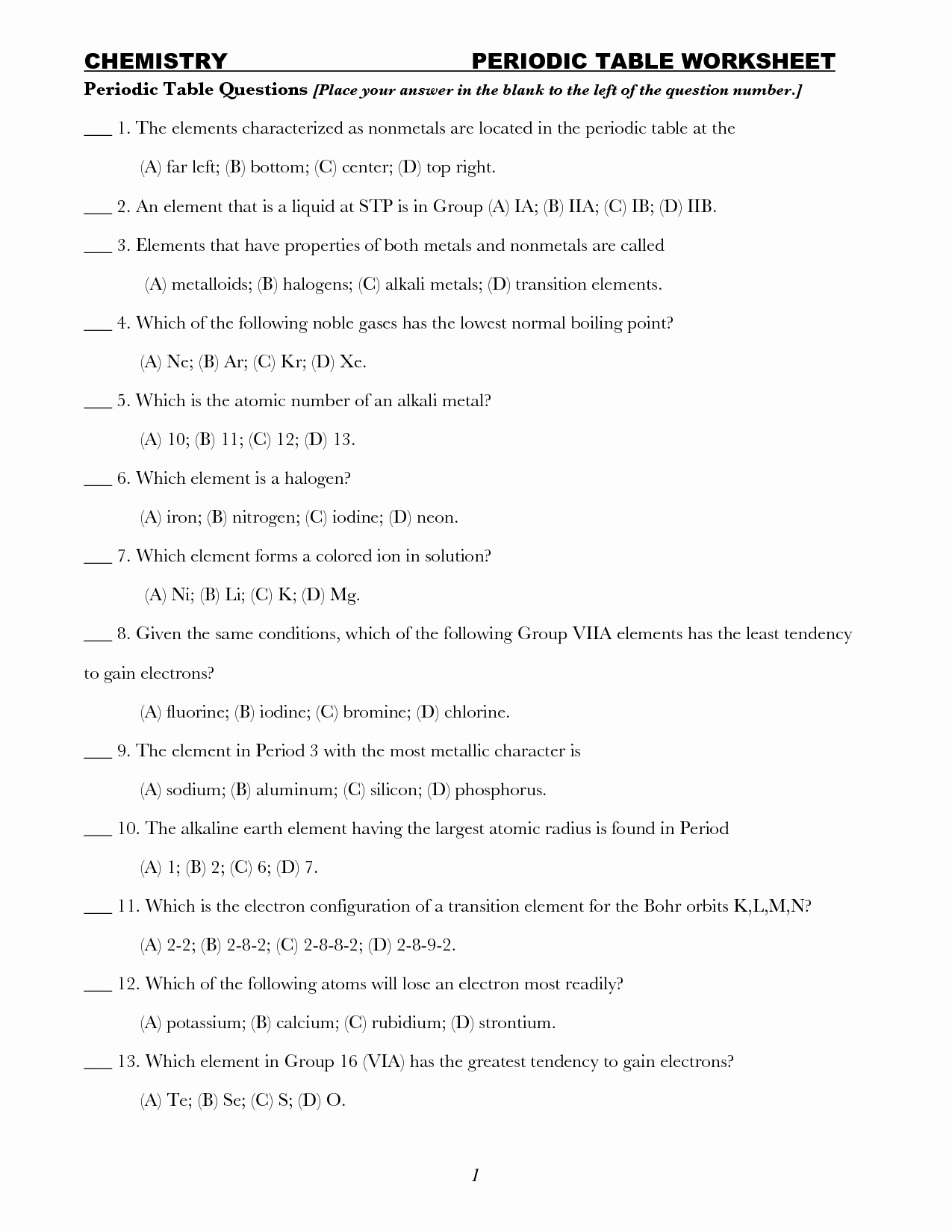 Periodic Table Worksheet Answers Best Of 20 Best Of Periodic Trends Worksheet Answers Key