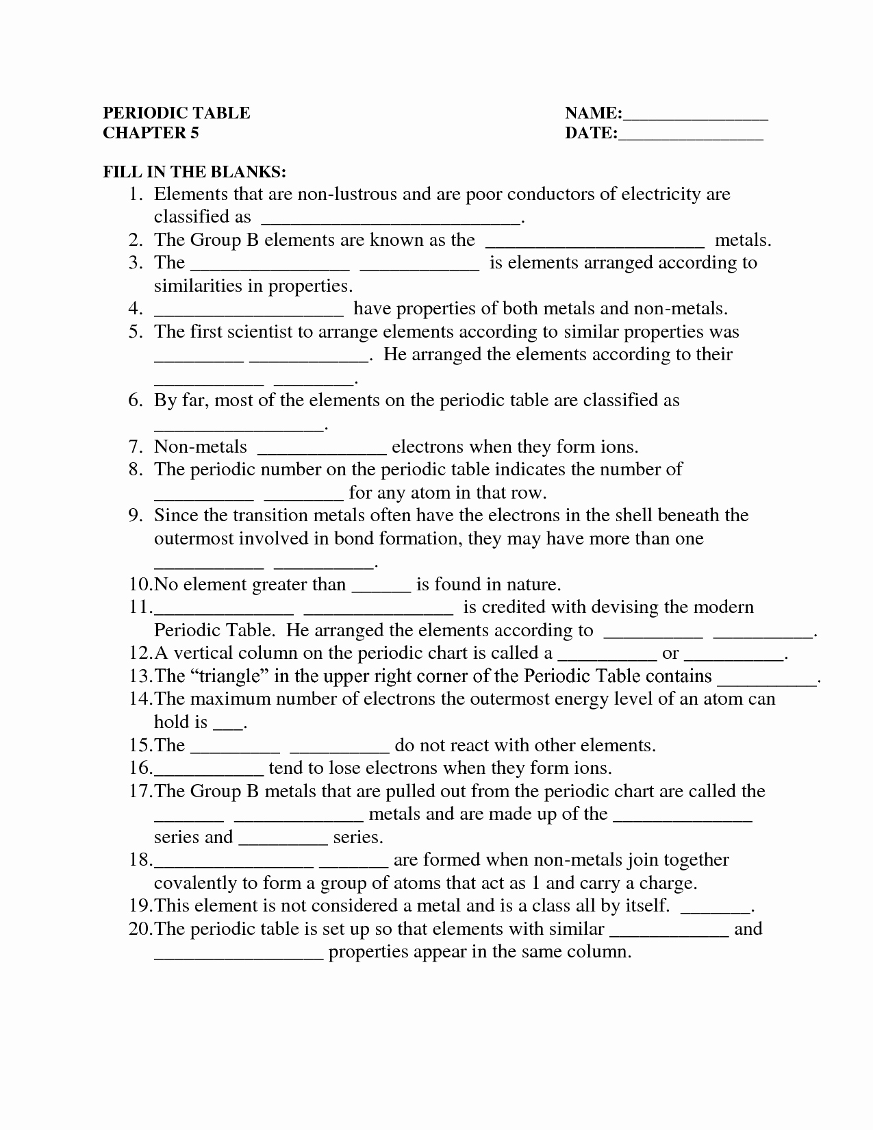 Periodic Table Worksheet Answers Fresh Periodic Table Facts Worksheet Answer Key Chem4kids