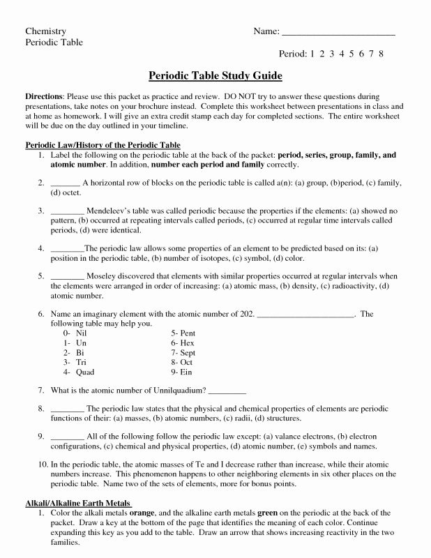 Periodic Table Worksheet Answers Unique Periodic Trends Worksheet