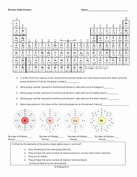Periodic Table Worksheet High School Elegant Middle School Periodic Table atomic Structure Worksheet