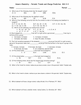 Periodic Trends Practice Worksheet Answers Fresh Worksheet Periodicity Answers On P 3