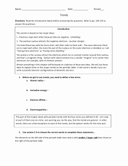 Periodic Trends Practice Worksheet Answers Unique Periodic Trends Practice Worksheet