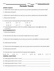 Periodic Trends Worksheet Answer Key Awesome Periodic Table Trends Webquest Answers