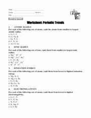 Periodic Trends Worksheet Answer Key Beautiful Periodic Table Trends Worksheet Answers
