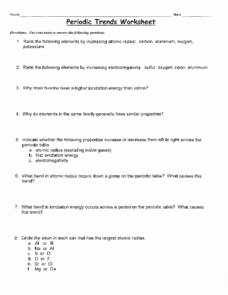 Periodic Trends Worksheet Answers Beautiful Periodic Trends 10th Higher Ed Worksheet